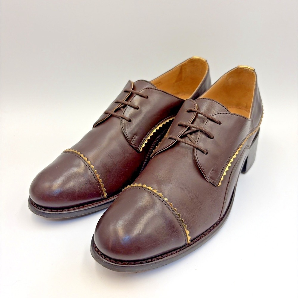 The Office of Angela Scott Ms Neale Cap Toe Derby Shoes Manzanita Brown Sz 38/8